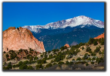 Garden of the Gods Spring with snow capped Pikes Peak