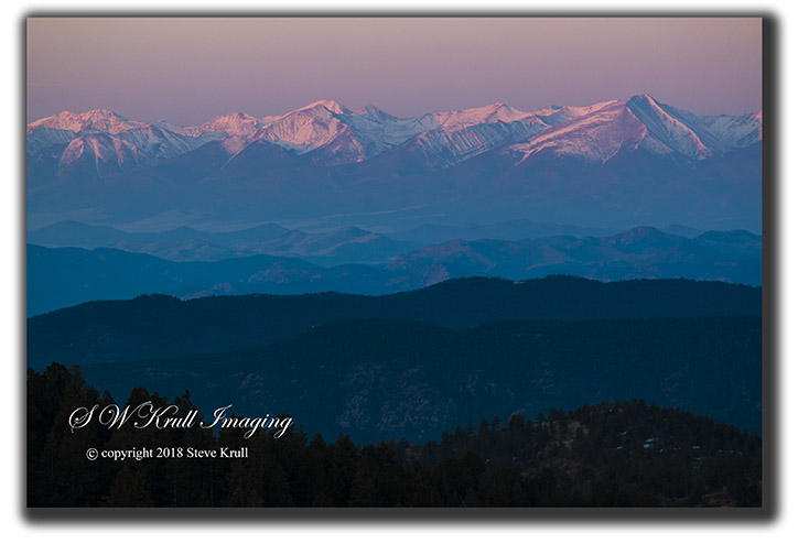 Alpenglow sunrise on the Sangre de Cristo