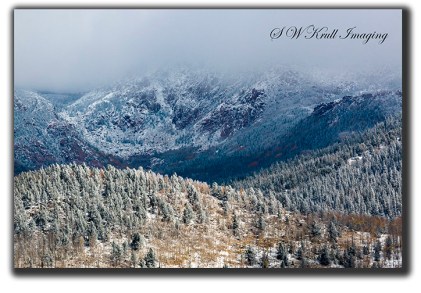 Pikes Peak in Fog and Snow