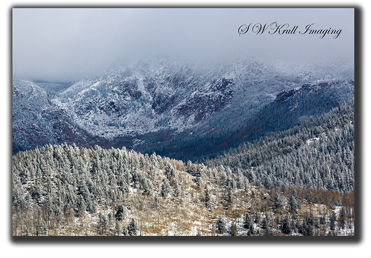 Pikes Peak in Fog and Snow