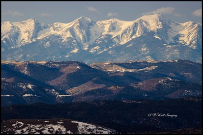 Sunrise on the Sangre de Cristo Mountain Range of Colorado in winter