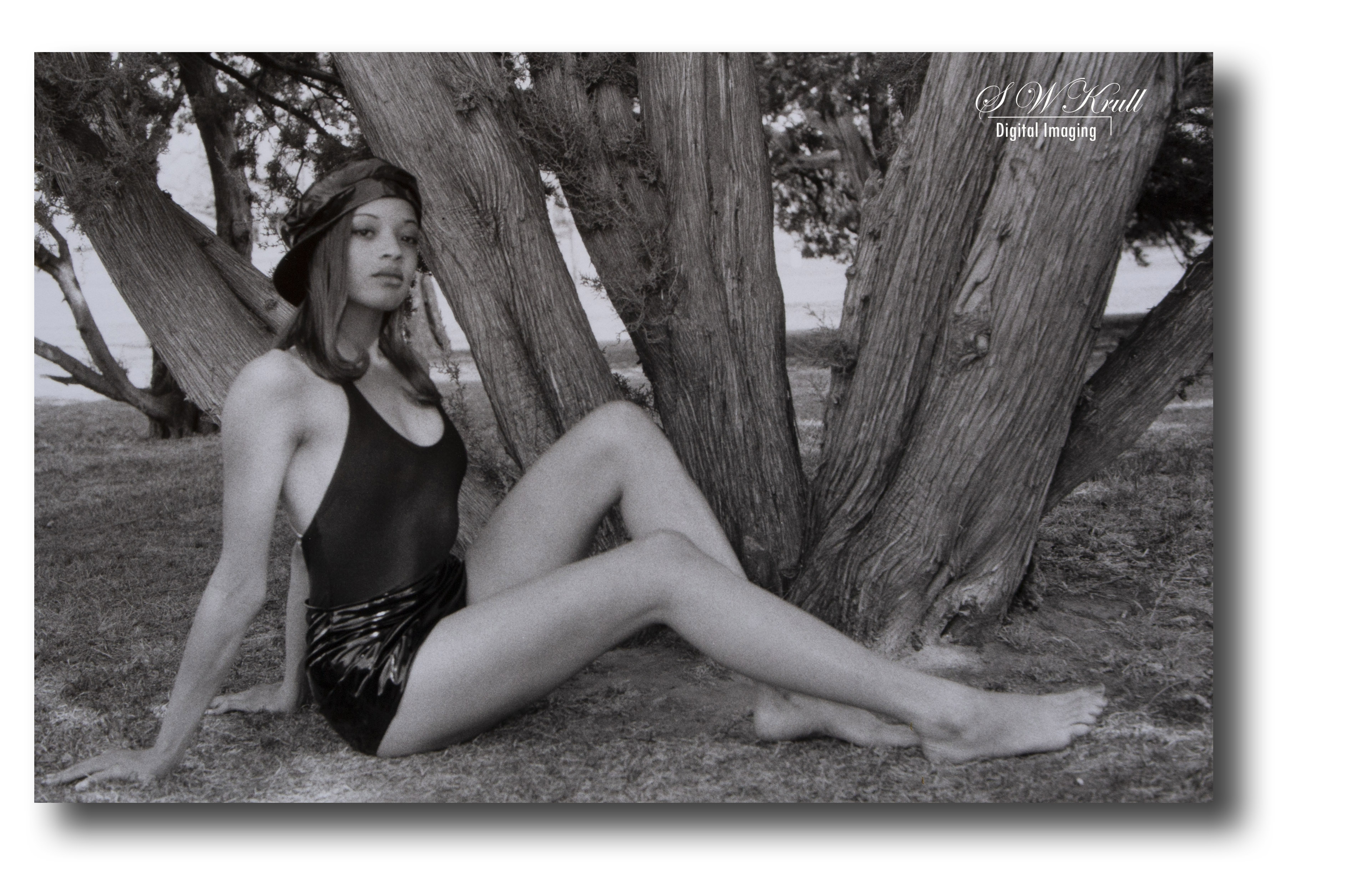 Hot biker chick dressed in black