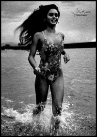 Brunette Running on the Beach