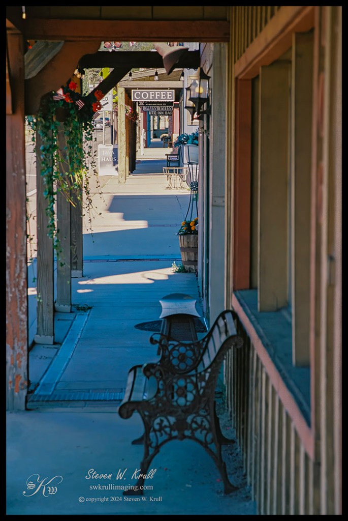 Coffee shop scene from downtown Woodland Park