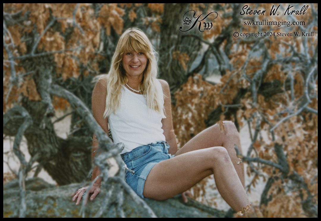 Blonde model posing in autumn color